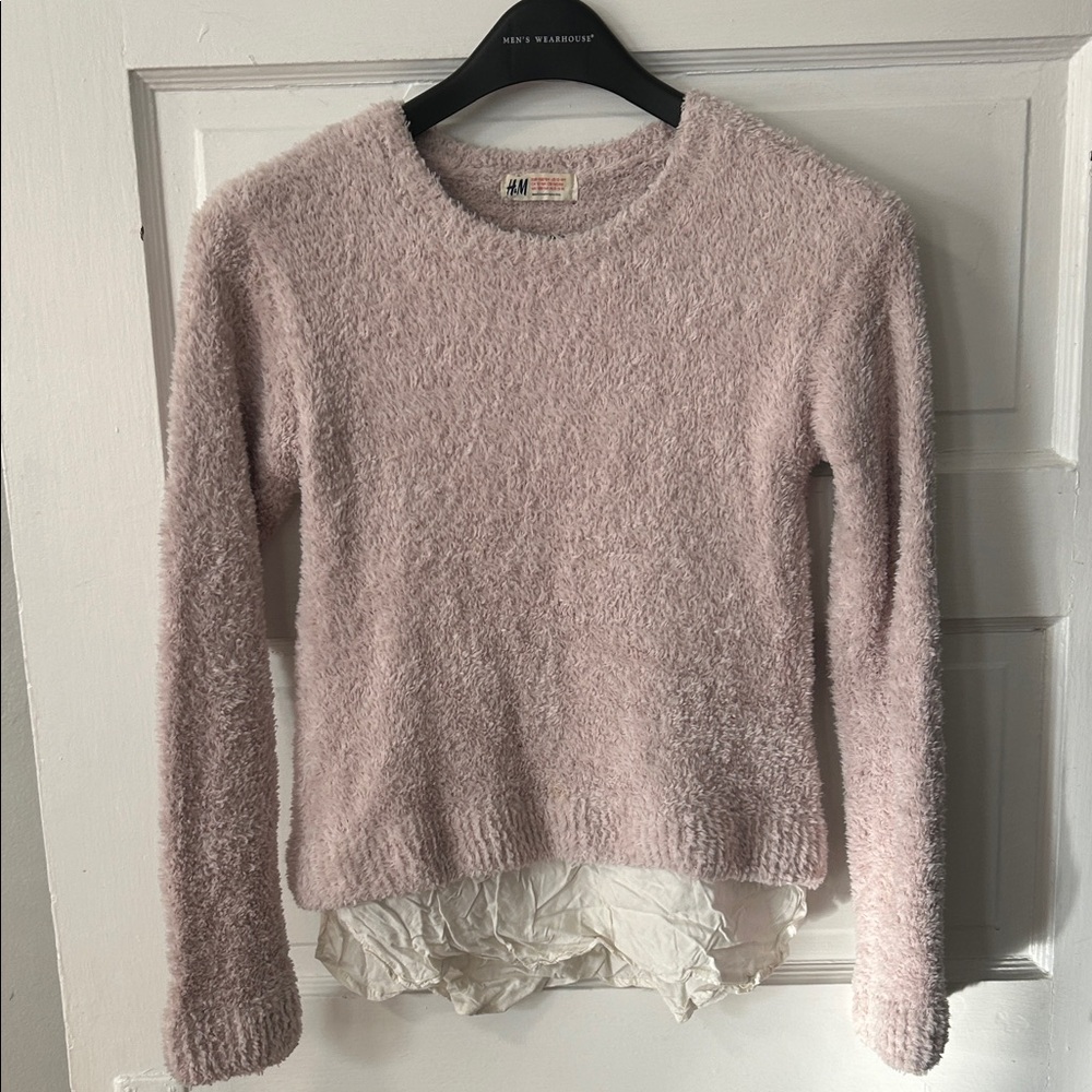 H&M girls Blush Pink Fuzzy Sweater